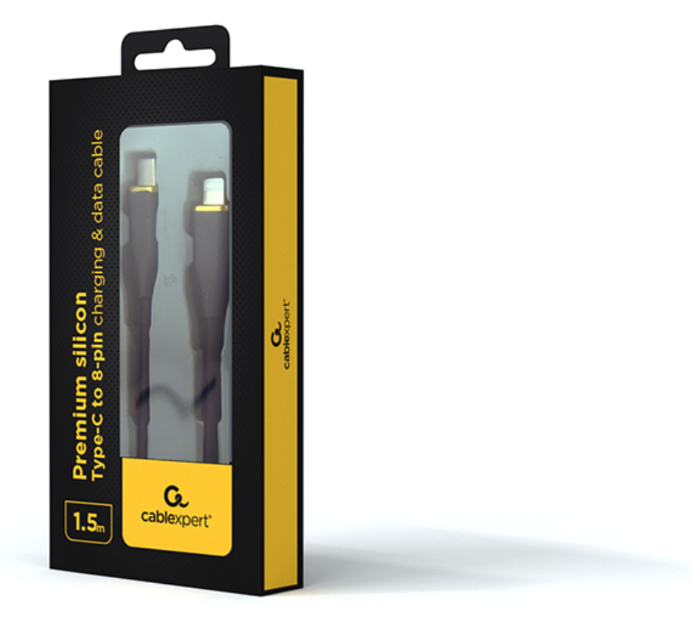 CABLE DE CARGA Y DATOS GEMBIRD USB TIPO-C A 8 PINES DE SILICONA PREMIUM 1,5M BK - detalle