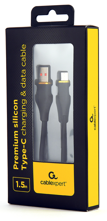 CABLE DE CARGA Y DATOS GEMBIRD USB TIPO C DE SILICONA PREMIUM 1,5 M NEGRO - detalle
