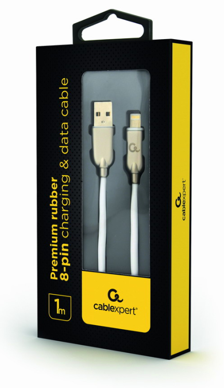 CABLE DE DATOS Y CARGA GEMBIRD 8 PINES DE CAUCHO PREMIUM, 1 M, BLANCO - detalle