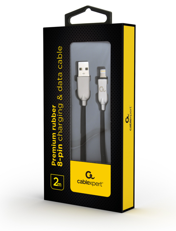 CABLE DE DATOS Y CARGA GEMBIRD 8 PINES DE CAUCHO PREMIUM, 2M, NEGRO - detalle