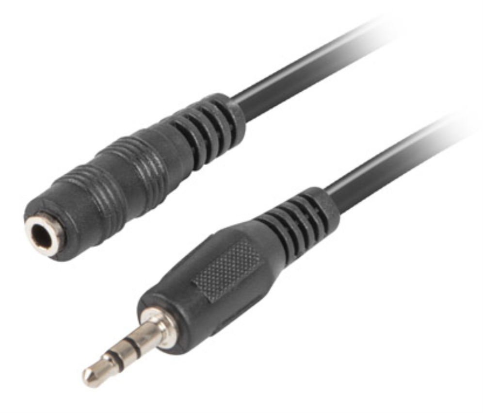 CABLE ESTEREO LANBERG JACK 3.5 MM MACHO/JACK 3.5MM HEMBRA 5M NEGRO