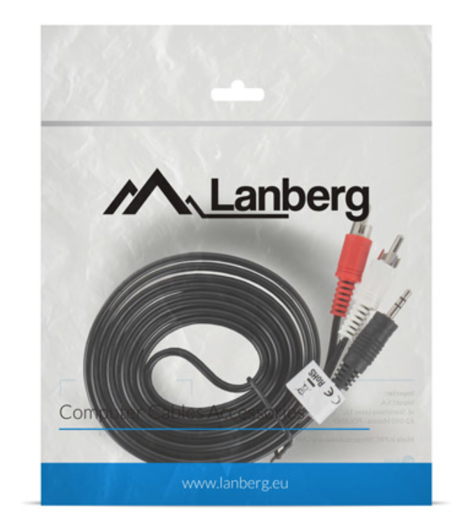 CABLE ESTEREO LANBERG JACK 3.5MM/2X RCA MACHO 2M - detalle