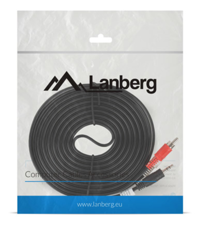 CABLE ESTEREO LANBERG JACK 3.5MM/2X RCA MACHO 5M - detalle