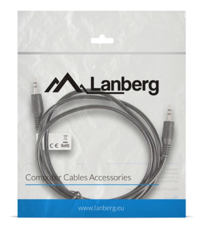 CABLE ESTEREO LANBERG JACK 3.5MM MACHO/JACK 3.5MM MACHO 1.2M NEGRO - detalle