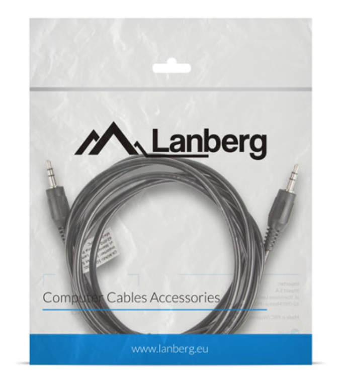 CABLE ESTEREO LANBERG JACK 3.5MM MACHO/JACK 3.5MM MACHO 2M NEGRO - detalle