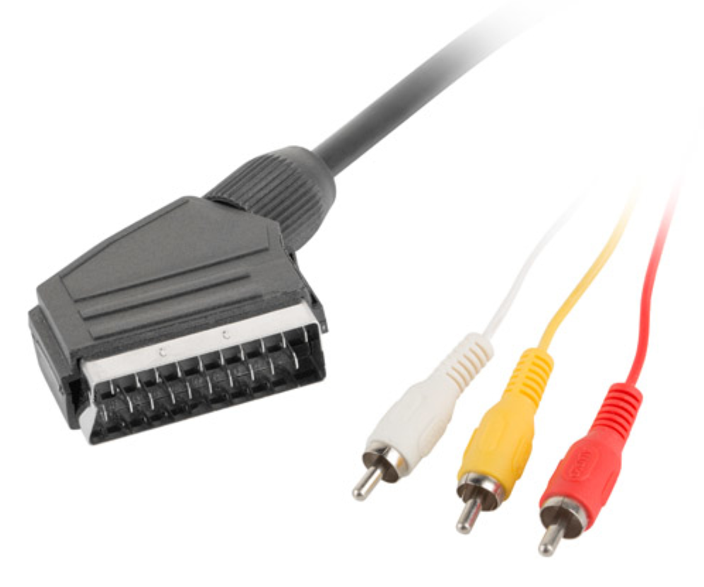 Lanberg CA-EURC-10CC-0018-BK cable EUROCONECTOR 1.8 m SCART (21-pin) 3 x RCA Negro