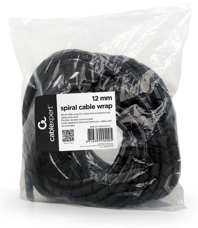 CABLE GEMBIRD 12MM SPIRAL WRAP 10M NEGRO - detalle