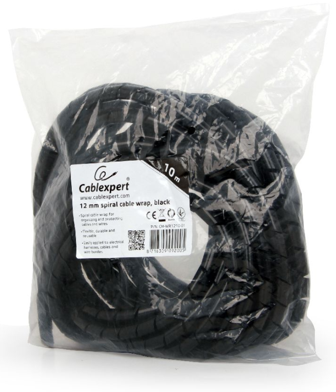 CABLE GEMBIRD 12MM SPIRAL WRAP 10M NEGRO