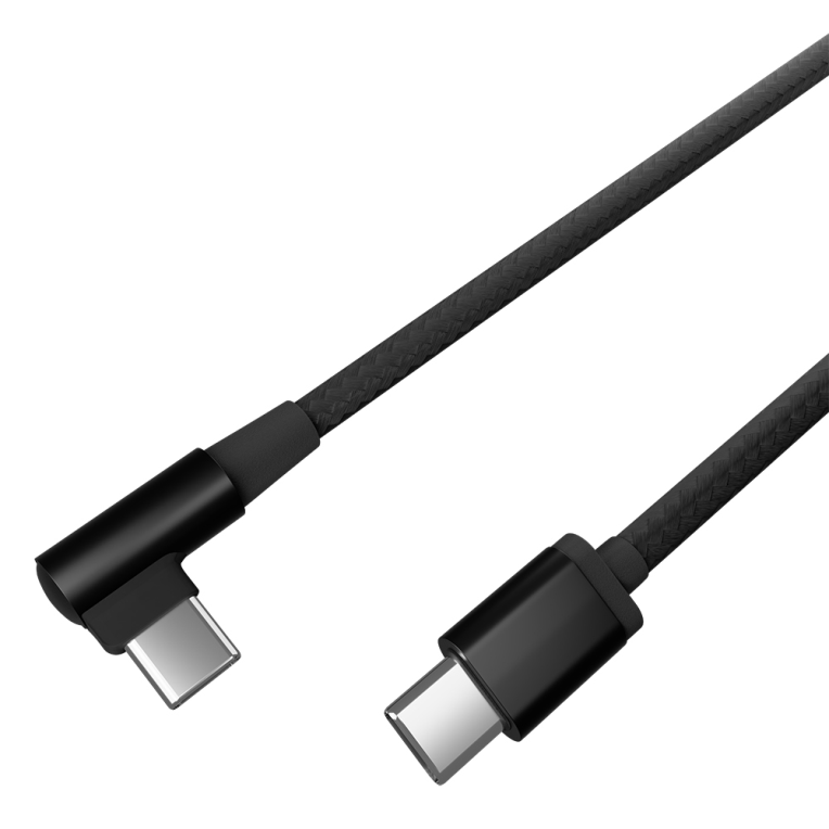 CABLE GEMBIRD USB TIPO C MACHO-MACHO TRENZADO DE ALGODON EN ANGULO, 0,2 M,NEGRO - detalle