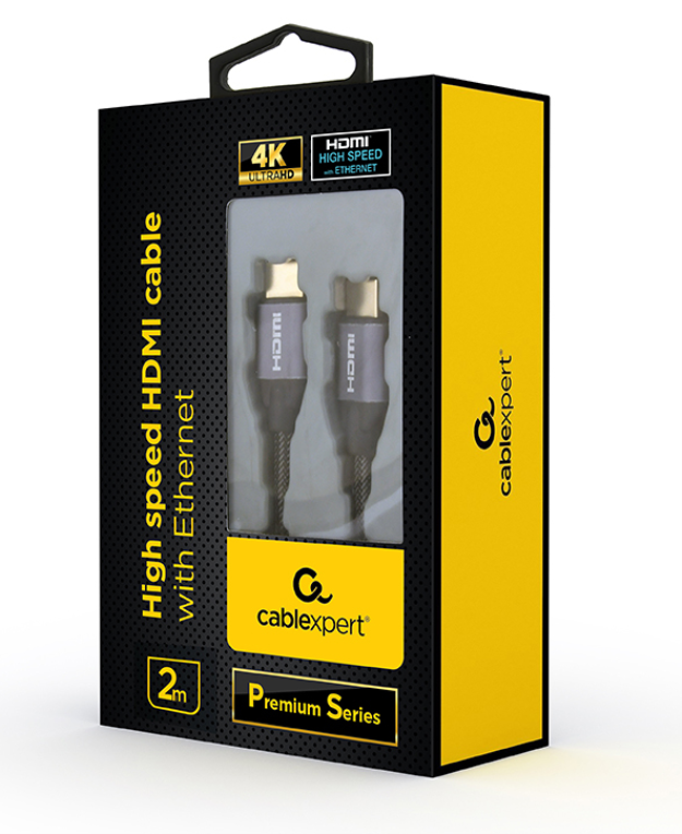 CABLE HDMI 2.0 4K 60HZ GEMBIRD CCBP-HDMI-2M PREMIUM TRENZADO ETHERNET 2M NEGRO - detalle