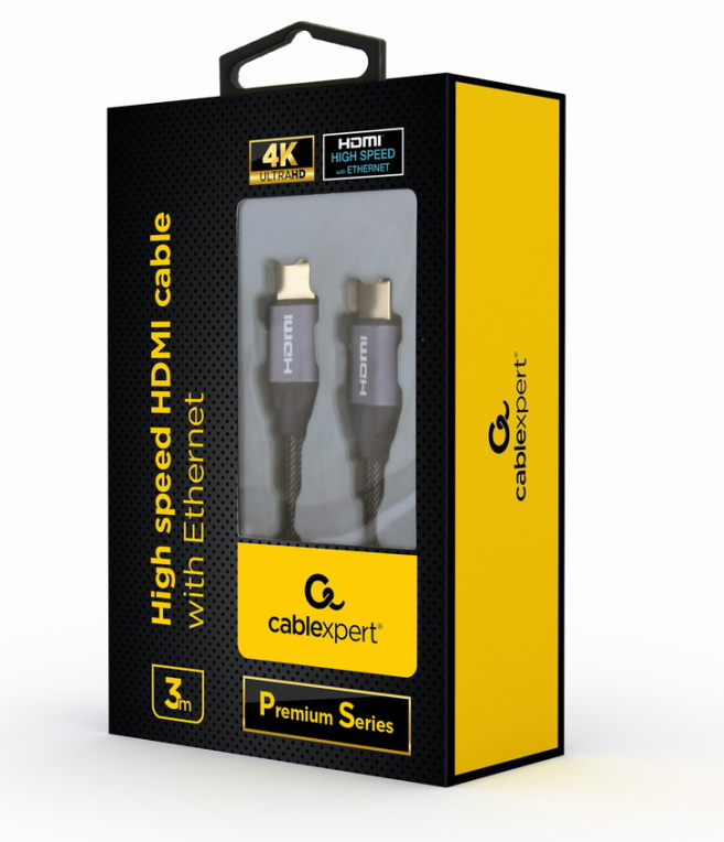 CABLE HDMI 2.0 4K 60HZ GEMBIRD CCBP-HDMI-3M PREMIUM TRENZADO ETHERNET 3M NEGRO - detalle