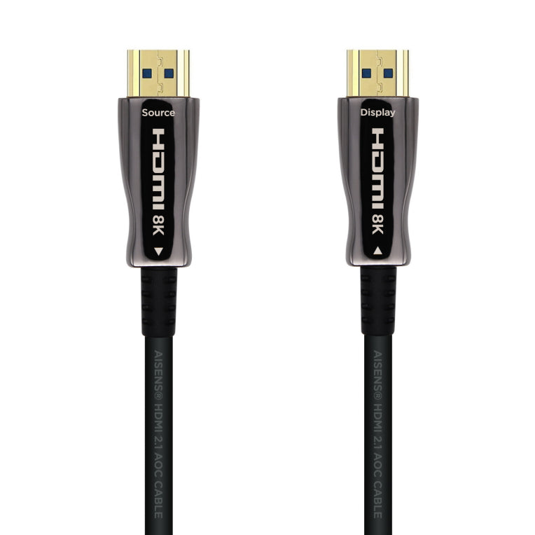 AISENS Cable HDMI V2.1 AOC Ultra Alta Velocidad / HEC 8k@60Hz 4k@120Hz 4:4:4 48Gbps. A/M-A/M. Negro. 50m