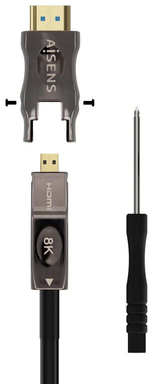 CABLE HDMI AISENS V2.1 OPTICO ACTIVO AOC DESMONTABLE 8K60HZ M/M 20M NEGRO - detalle