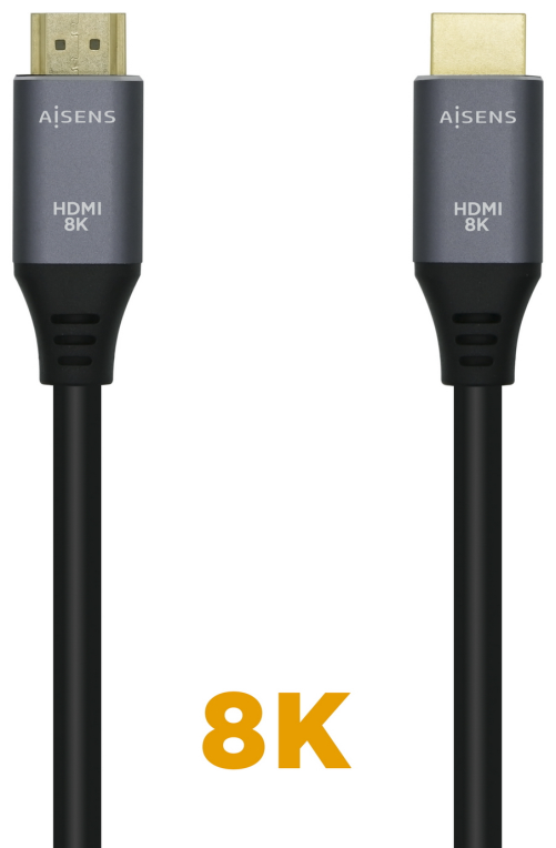 CABLE HDMI AISENS V2.1 ULTRA ALTA VELOCIDAD 8K60HZ M/M 1.5M GRIS NEGRO - detalle