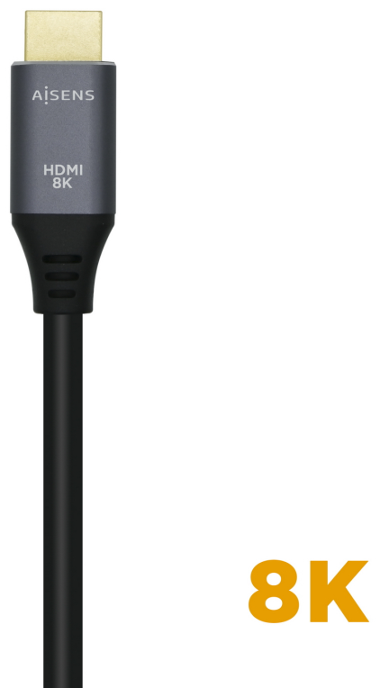 CABLE HDMI AISENS V2.1 ULTRA ALTA VELOCIDAD 8K60HZ M/M 2.0M GRIS NEGRO - detalle