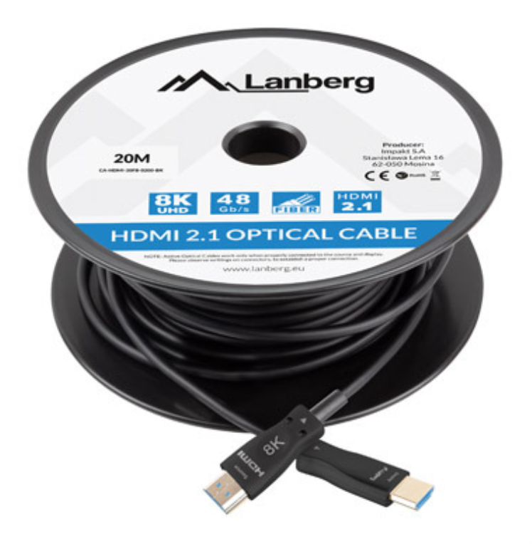 CABLE HDMI AOC LANBERG V2.1 M/M OPTICO ACTIVO 8K60HZ 20M NEGRO - detalle