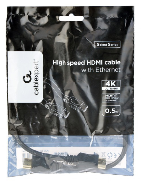 CABLE HDMI GEMBIRD ALTA VELOCIDAD CON ETHERNET "SELECT SERIES" 0.5M - detalle