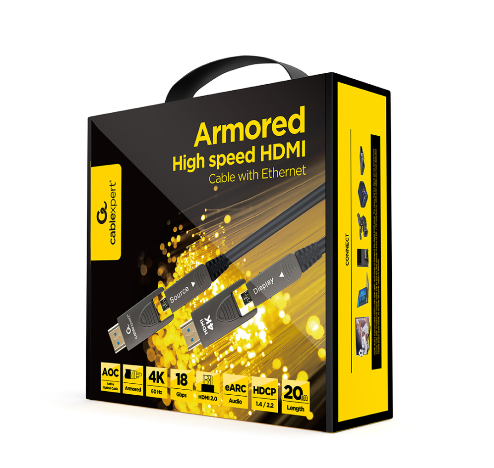 CABLE HDMI GEMBIRD D-A ALTA VELOCIDAD ETHERNET-"AOC ARMORED SERIES" 20M - detalle