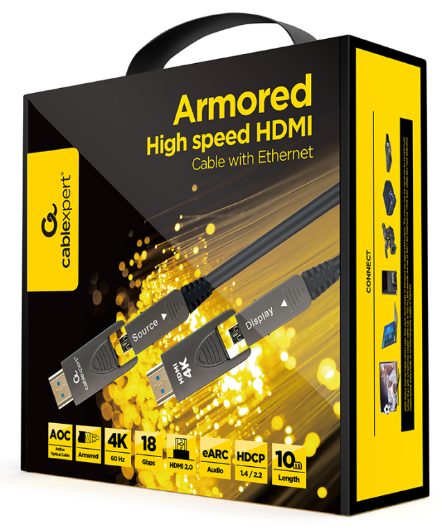 CABLE HDMI GEMBIRD D-A ALTA VELOCIDAD ETHERNET-"SERIE BLINDADA AOC" 10M - detalle