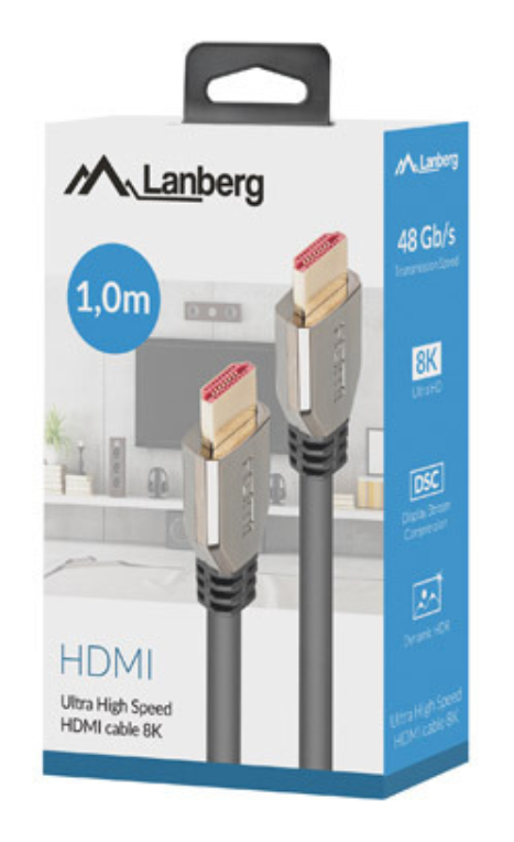 CABLE HDMI LANBERG M/M V2.1 8K 60HZ 1M NEGRO - detalle
