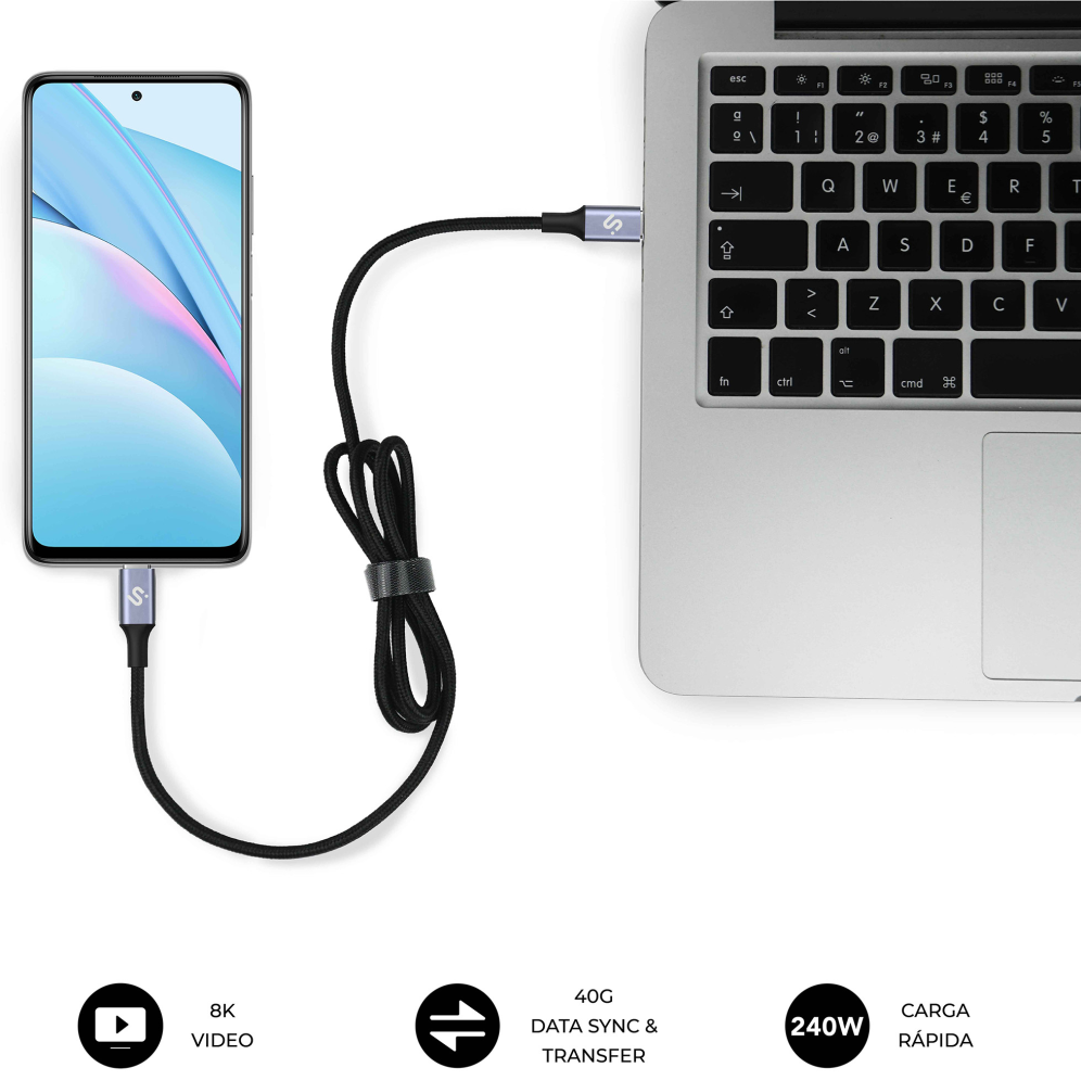 CABLE HIGH 240W C-C USB4.0 8K 1,5M - detalle
