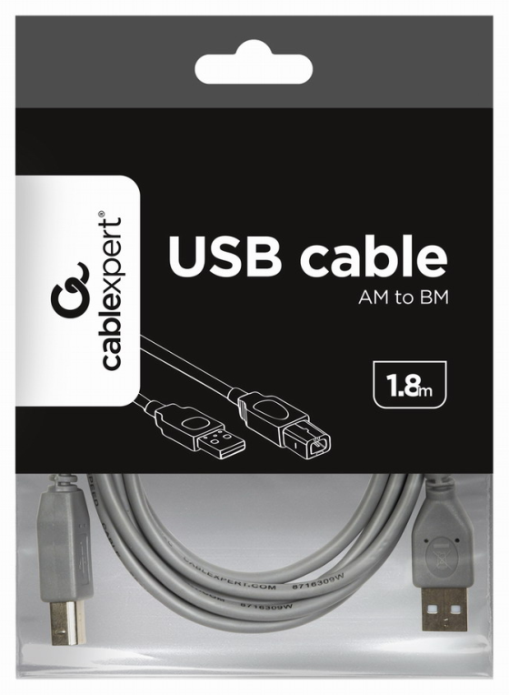 CABLE IMPRESORA GEMBIRD USB 2.0 B 1,8M GRIS - detalle