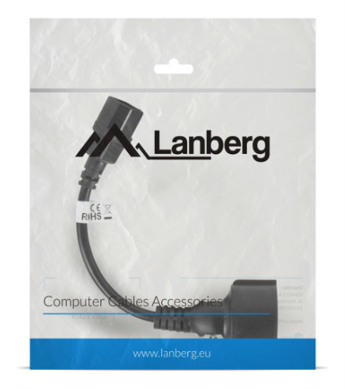 CABLE LANBERG ADAPTADOR IEC 320 C14/SCHUKO CEE7 HEMBRA 20CM - detalle