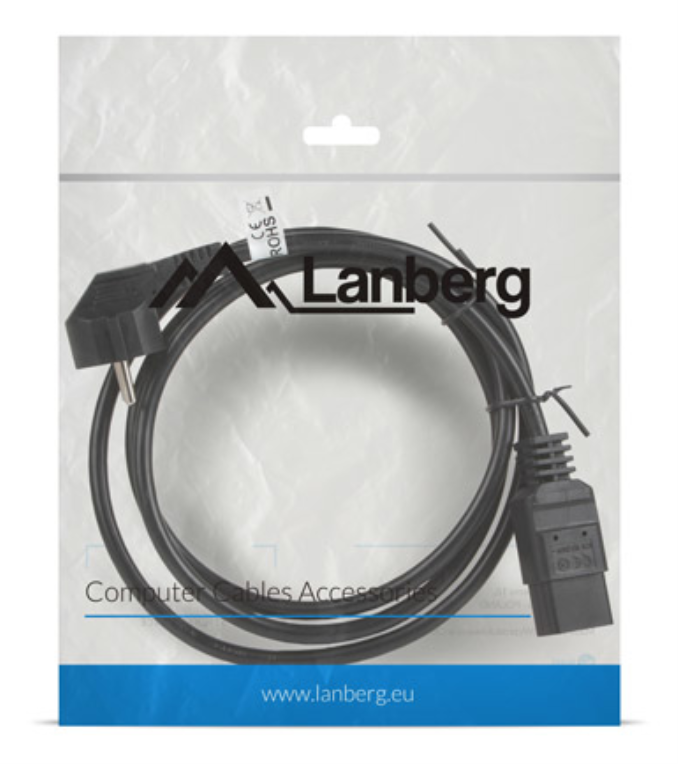 CABLE LANBERG ALIMENTACION CEE 7/7 A IEC 320 C19 1.8M 16A VDE NEGRO - detalle