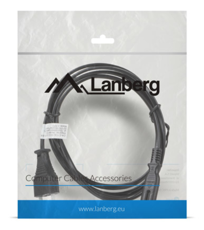 CABLE LANBERG DE ALIMENTACION OCHO CEE 7/16 A IEC320 C7 EURO (RADIO) NEGRO 1.8 M - detalle