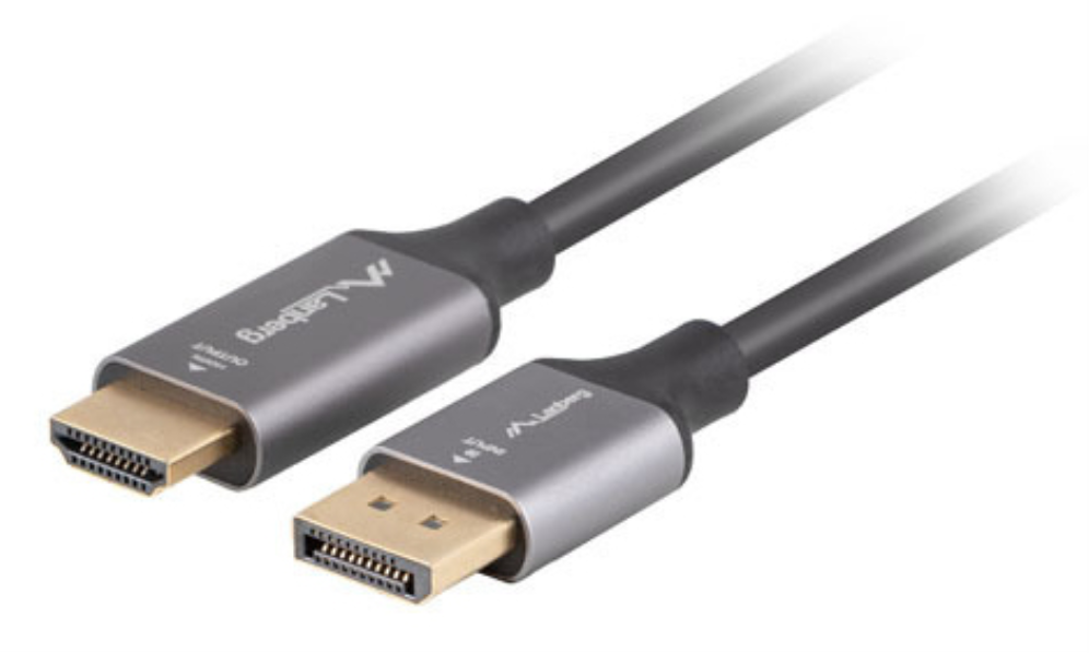 CABLE LANBERG DISPLAYPORT A HDMI 4K MACHO/MACHO 1.8M NEGRO -PLATA