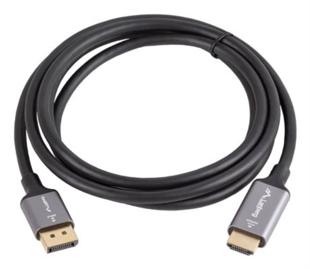 CABLE LANBERG DISPLAYPORT A HDMI 4K MACHO/MACHO 1.8M NEGRO -PLATA - detalle