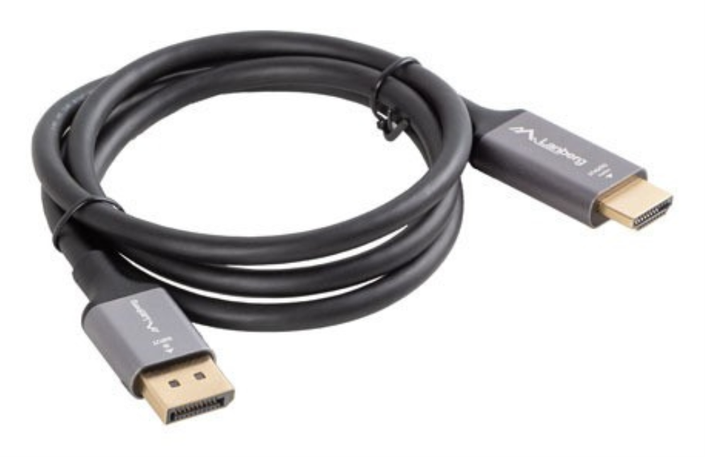 CABLE LANBERG DISPLAYPORT A HDMI 4K MACHO/MACHO 1M NEGRO -PLATA - detalle