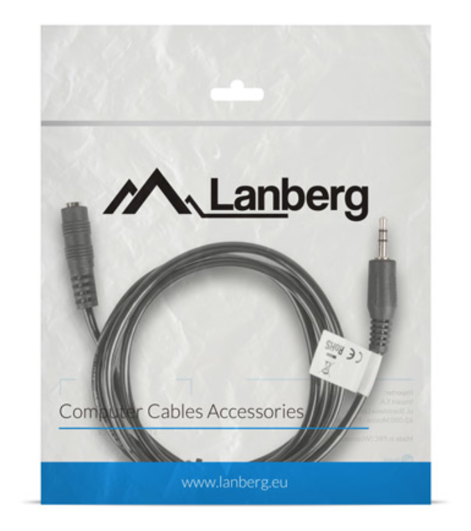 CABLE LANBERG ESTEREO JACK 3.5 MM MACHO A JACK 3.5 MM HEMBRA NEGRO 1.5 M - detalle