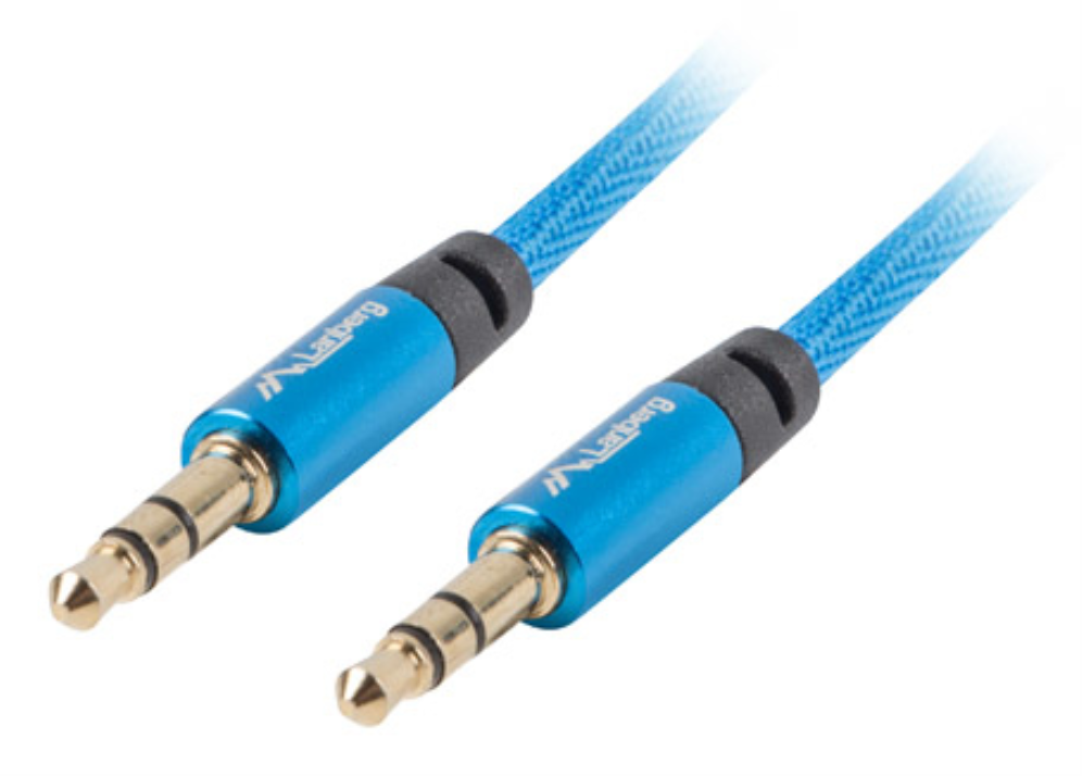 CABLE MINIJACK LANBERG 3.5MM M/M 3 PIN 3M PREMIUM AZUL - detalle
