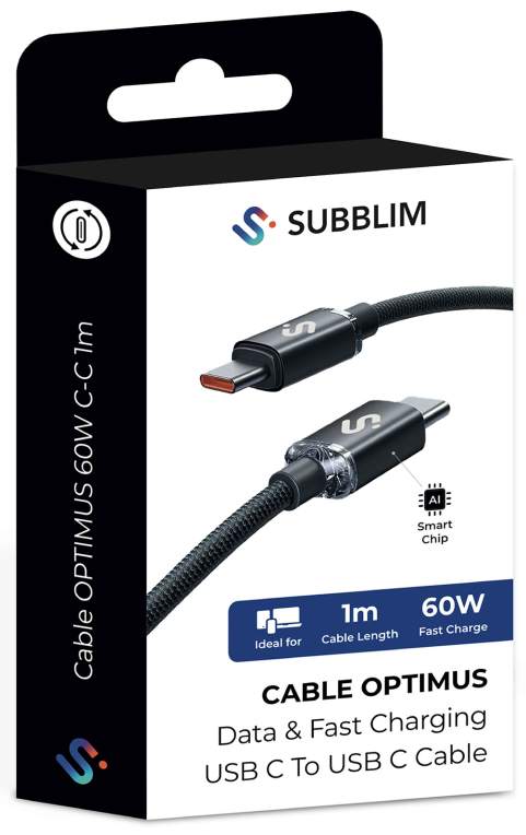 CABLE OPTIMUS 60W C-C 1M BLACK - detalle