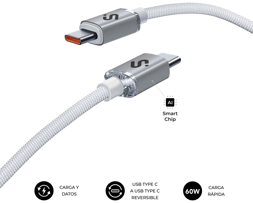 CABLE OPTIMUS 60W C-C 1M WHITE - detalle