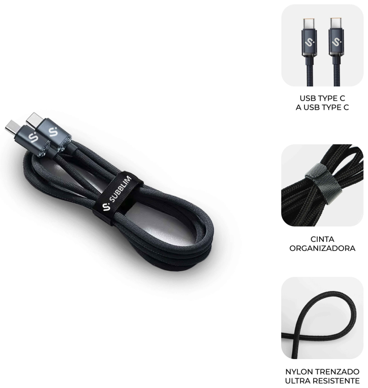 CABLE OPTIMUS 60W C-C 2M BLACK - detalle