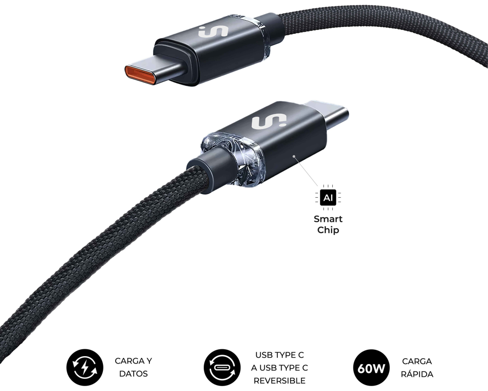 CABLE OPTIMUS 60W C-C 2M BLACK - detalle