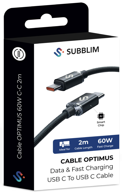 CABLE OPTIMUS 60W C-C 2M BLACK - detalle
