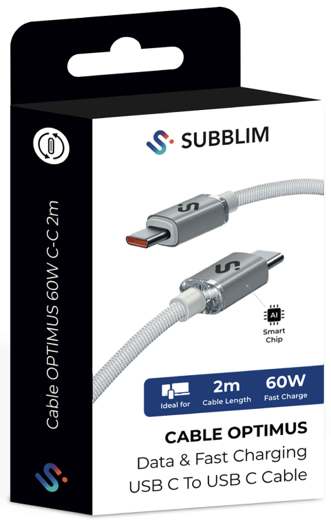 CABLE OPTIMUS 60W C-C 2M WHITE - detalle