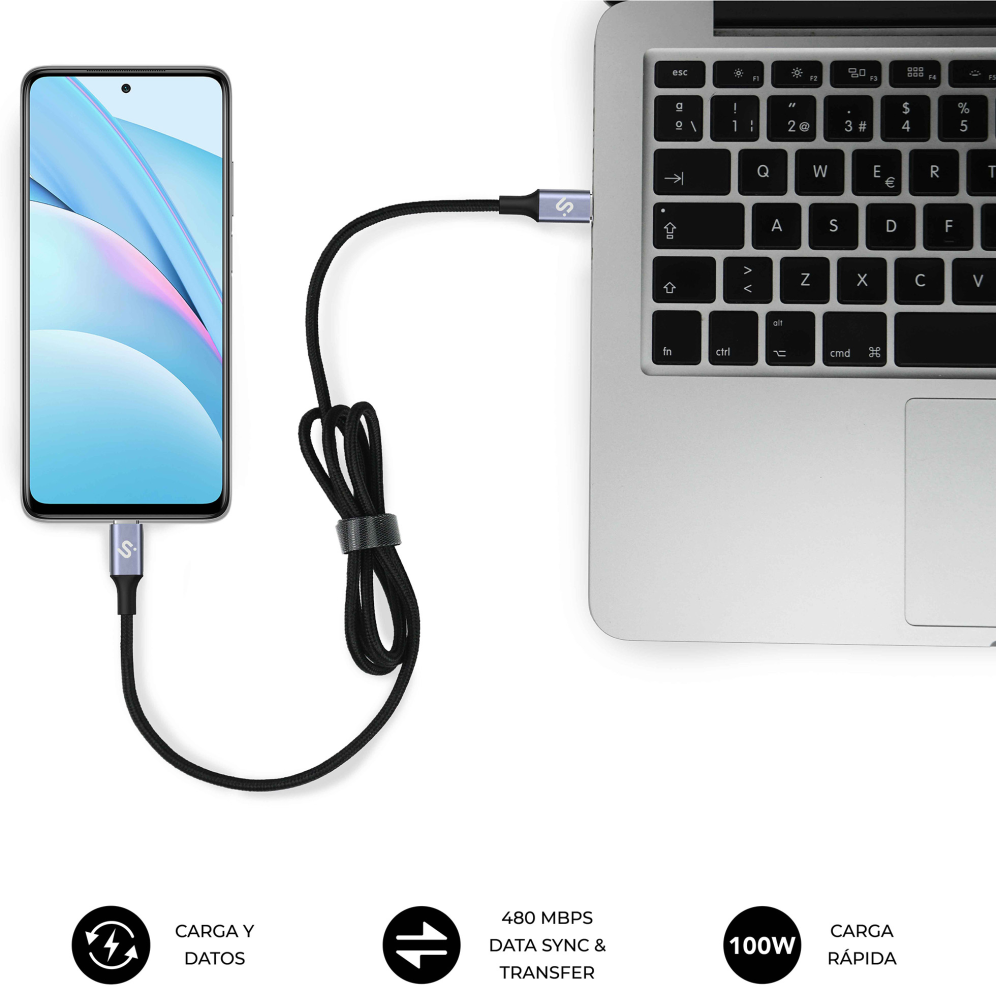 CABLE PLUS 100W C-C 1M BLACK - detalle