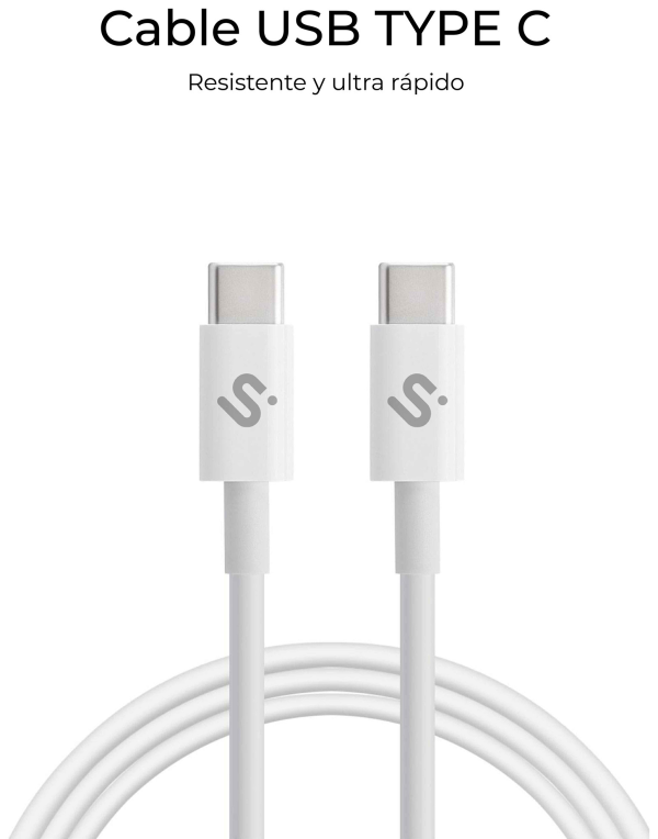 CABLE PLUS 100W C-C 2M BLACK - detalle