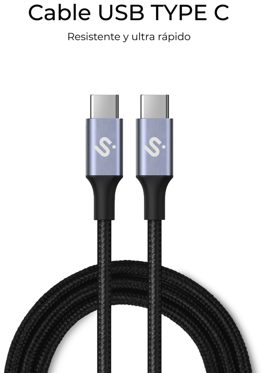 CABLE PLUS 100W C-C 2M BLACK - detalle