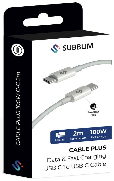CABLE PLUS 100W C-C 2M WHITE - detalle