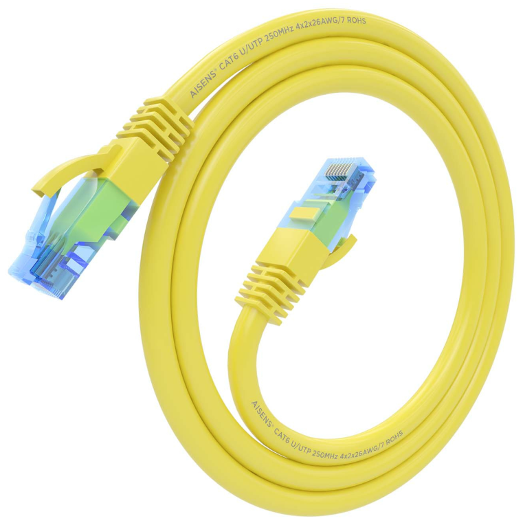 CABLE RED AISENS LATIGUILLO RJ45 CAT.6 UTP AWG26 CCA AMARILLO 0.75M - detalle