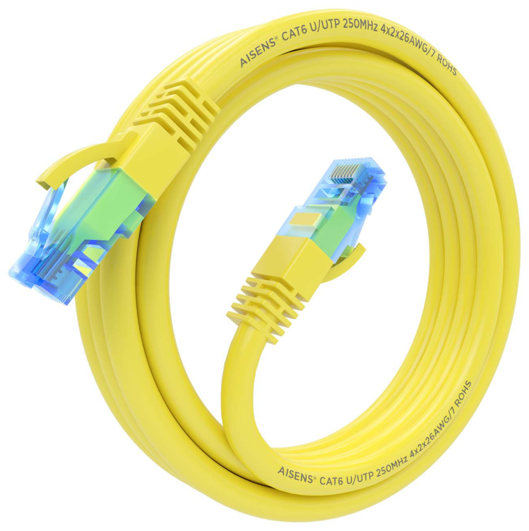 CABLE RED AISENS LATIGUILLO RJ45 CAT.6 UTP AWG26 CCA AMARILLO 2.0M - detalle
