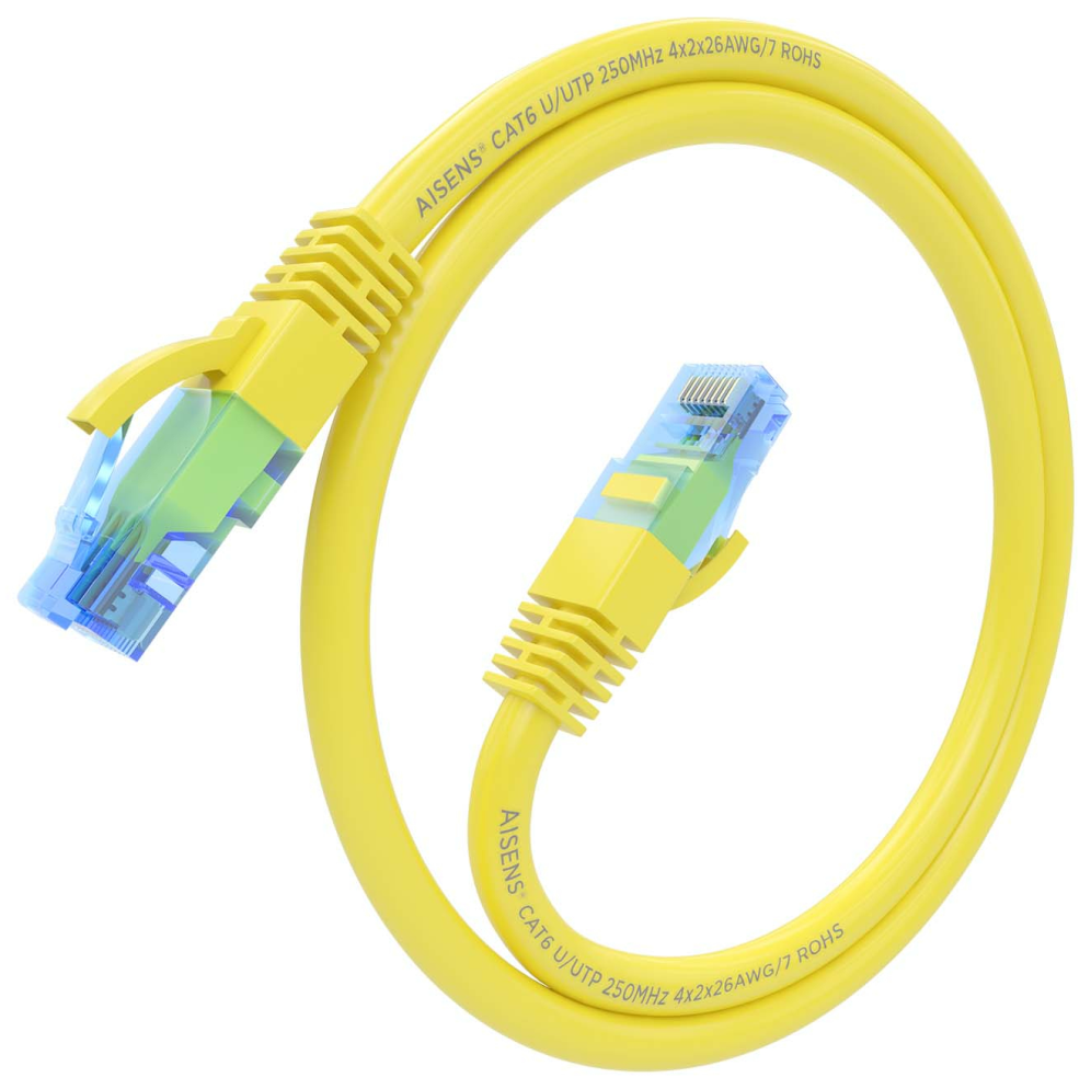 CABLE RED AISENS LATIGUILLO RJ45 CAT.6 UTP AWG26 CCA AMARILLO 30CM - detalle