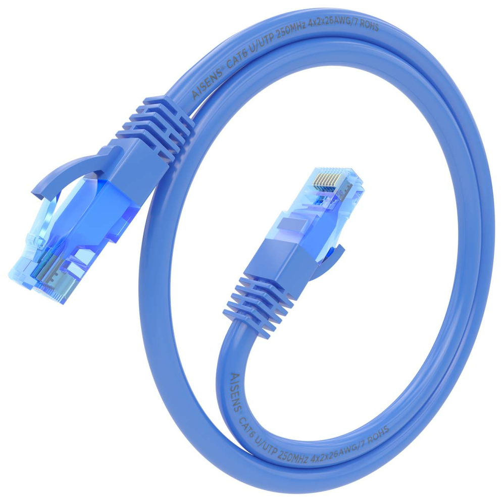 CABLE RED AISENS LATIGUILLO RJ45 CAT.6 UTP AWG26 CCA AZUL 30CM - detalle
