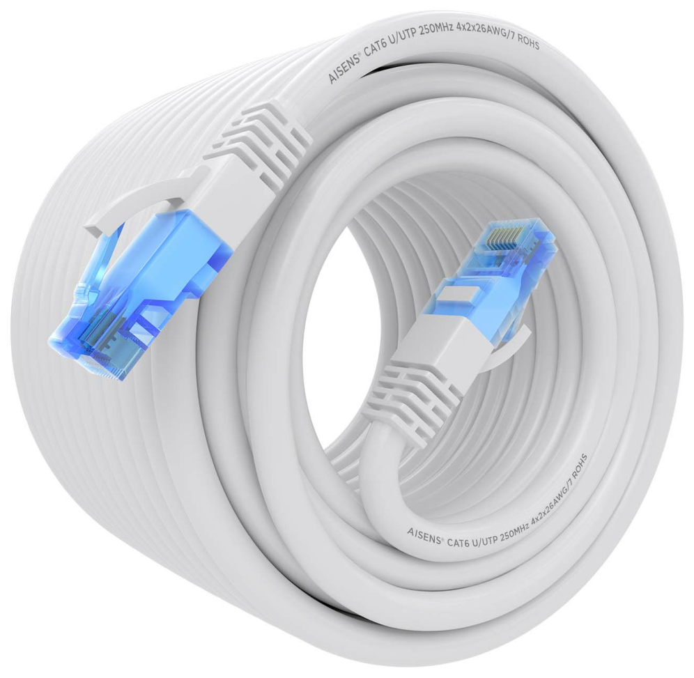 CABLE RED AISENS LATIGUILLO RJ45 CAT.6 UTP AWG26 CCA BLANCO 20M - detalle