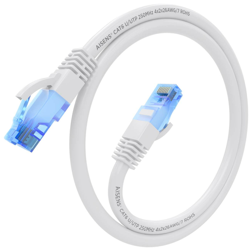 CABLE RED AISENS LATIGUILLO RJ45 CAT.6 UTP AWG26 CCA BLANCO 25CM - detalle